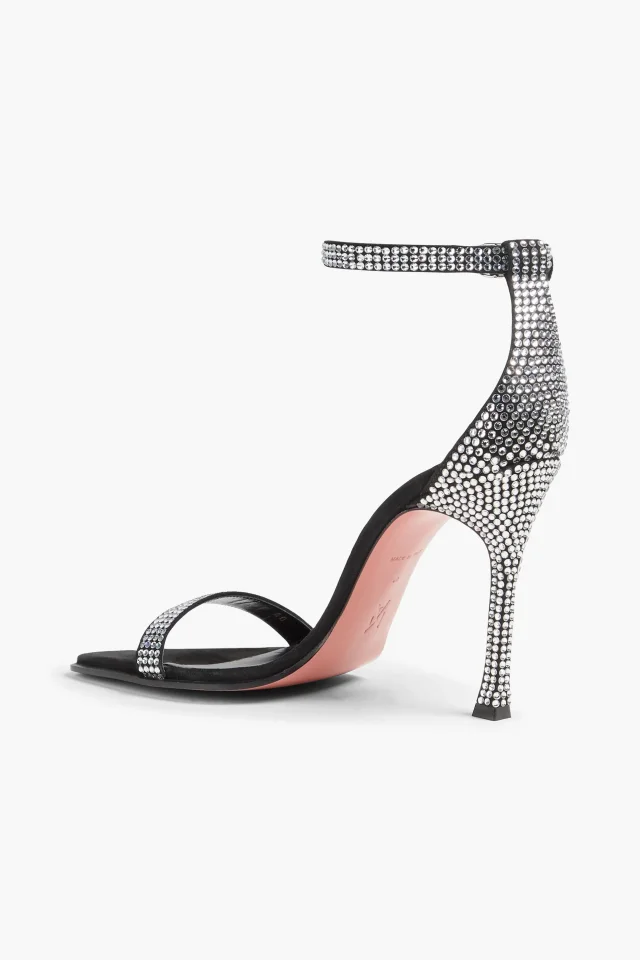 Amina Muaddi Kim Crystal-Embellished Suede Sandals in Black, photo 3 of 4 from THE OUTNET