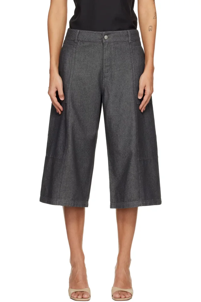 Belle Anna Gray Vallie Denim Shorts, image 1 of 1 from SSENSE