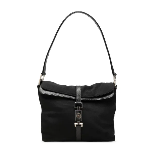 Black Gucci Canvas Jackie Shoulder Bag in Black Canvas from Designer Revival