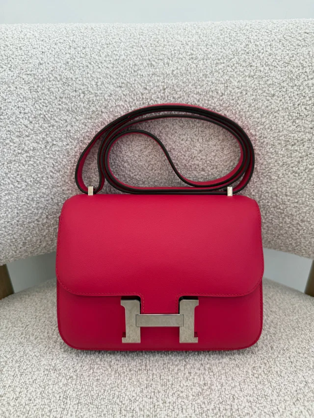Hermès CONSTANCE 19CM ROSE EXTREME Swift Leather Palladium Hardware in Pink Swift leather from Luxury Promise