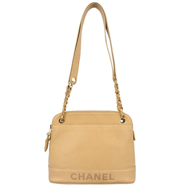 Chanel 1996-1997 Beige Caviar Skin Shoulder Bag in Beige Caviar leather from AMORE Vintage Tokyo