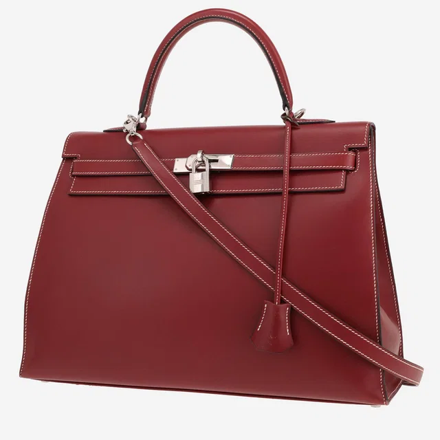 Hermès Kelly 35 cm handbag in red Chamonix H leather in Red Leather from Collector Square