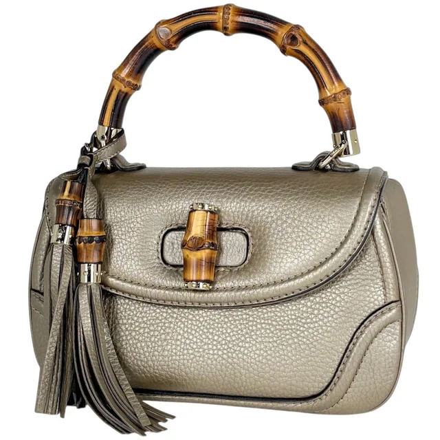 Gucci Handbag New Bamboo Leather Champagne Gold in Gold Leather from The Reluxe