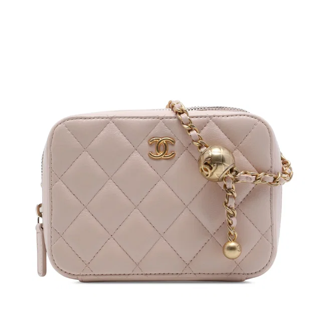 Brown Chanel CC Quilted Lambskin Pearl Crush Camera Bag in Brown Lambskin from Designer Revival