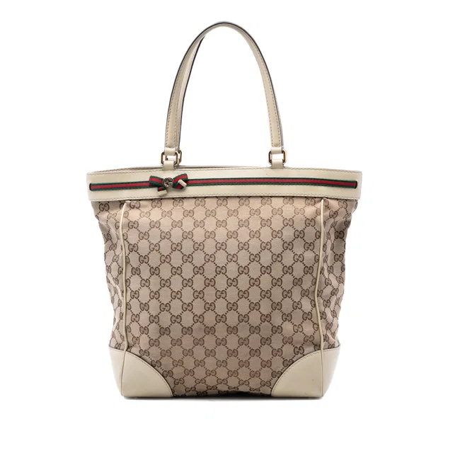 Beige Gucci GG Canvas Mayfair Tote in Beige Canvas from Designer Revival