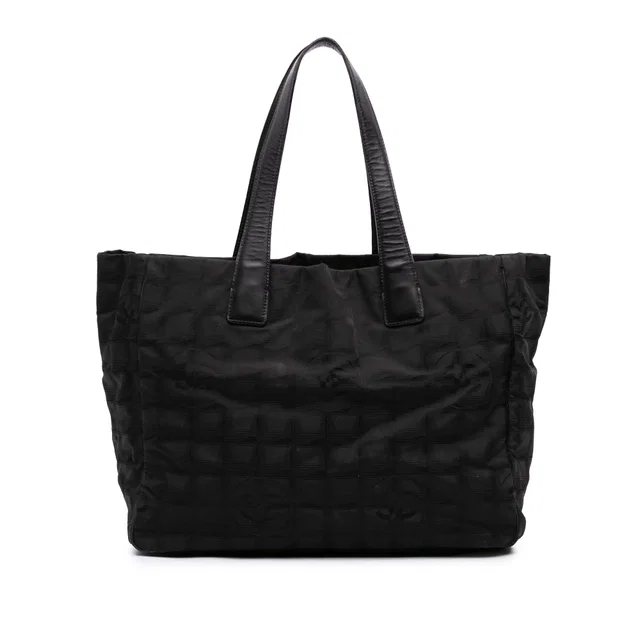 Black Chanel New Travel Line Nylon Tote in Black Nylon from Designer Revival