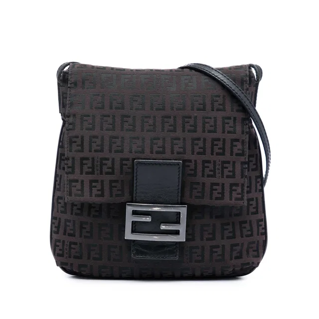 Brown Fendi Zucchino Canvas Crossbody in Brown Canvas from Designer Revival