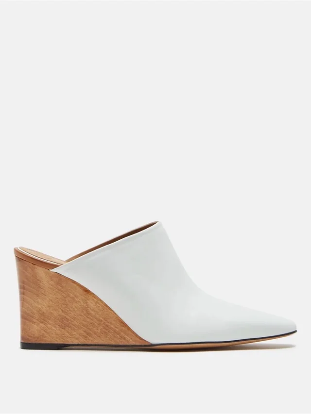 The Row Flora White Leather Slip-On Mule Heels in white Leather from Poshmark