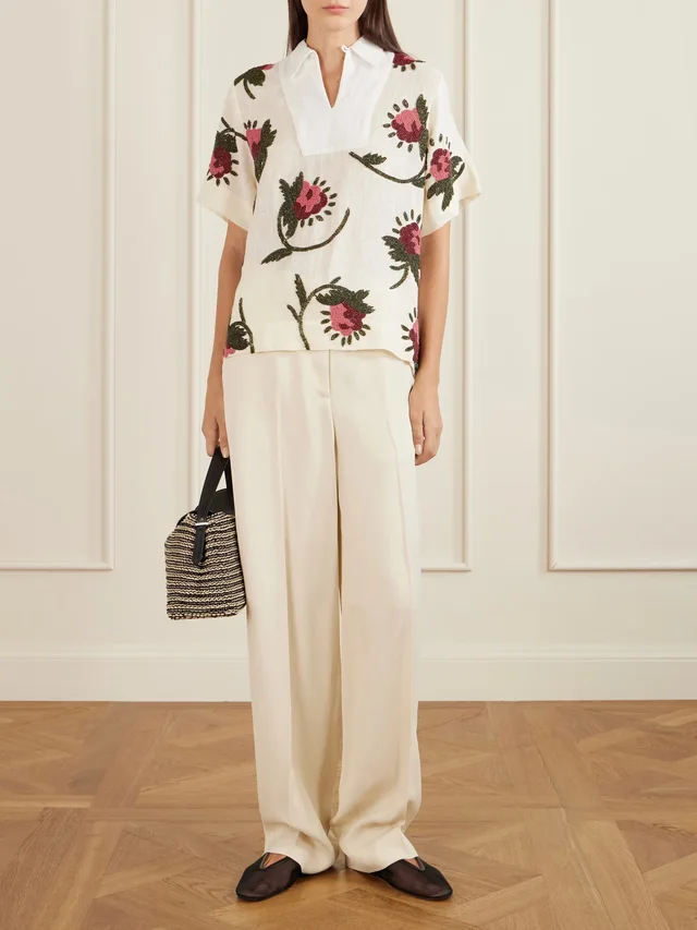 S.S.DALEY Iona bead-embellished linen shirt in Beige, photo 2 of 2 from NET-A-PORTER (Canada)