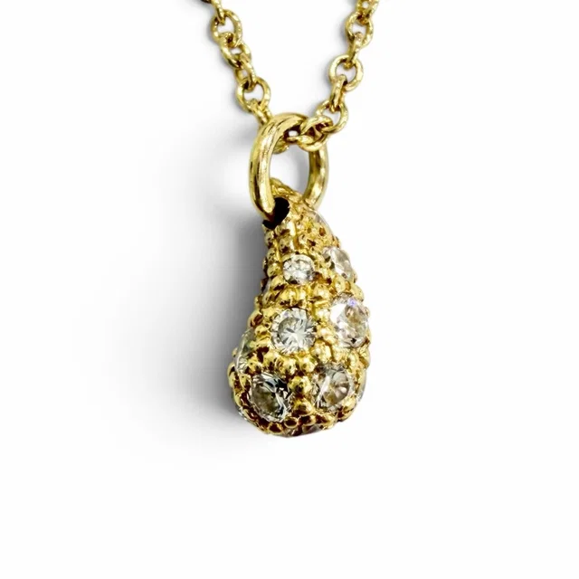 Tiffany & Co. Teardrop Mini Pave Necklace Diamond 750 Yellow Gold in Yellow from The Reluxe