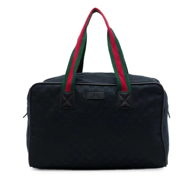 Black Gucci GG Canvas Web Travel Bag in Black Canvas from Designer Revival