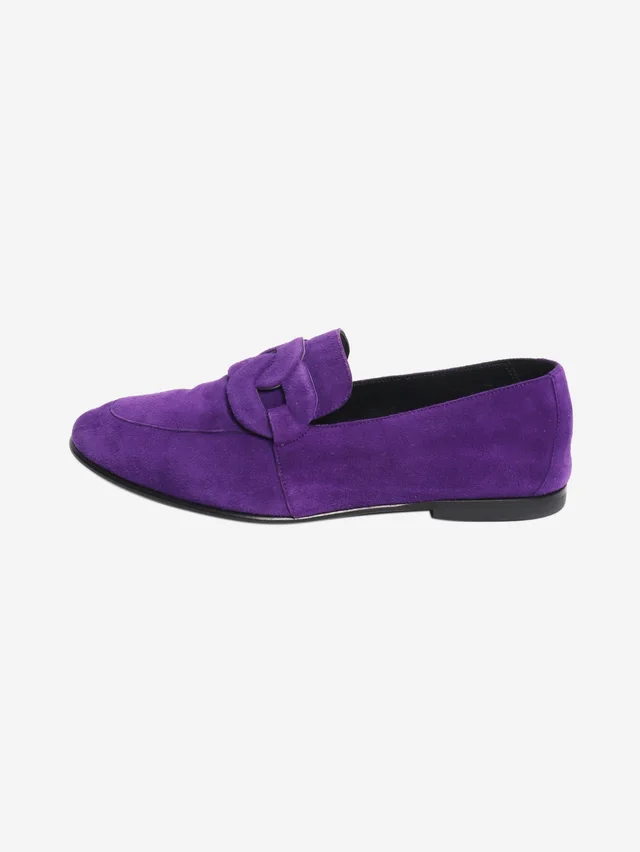Hermès Purple suede chain motif loafers - size EU 36 (UK 3) in Purple Suede from Sign of the Times