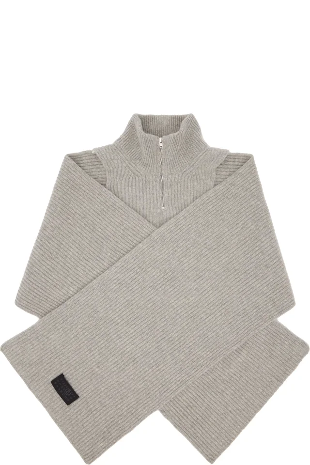 MM6 Maison Margiela Gray Fisherman Knit Camionneur Scarf, image 1 of 1 from SSENSE