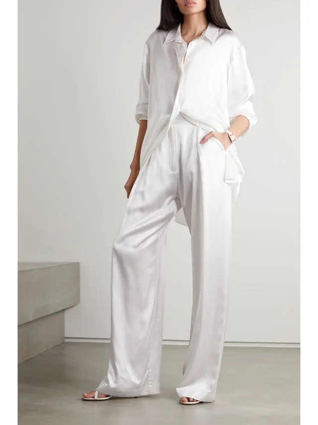 MICHAEL LO SORDO Boy silk-satin wide-leg pants in White, photo 2 of 2 from NET-A-PORTER (Canada)