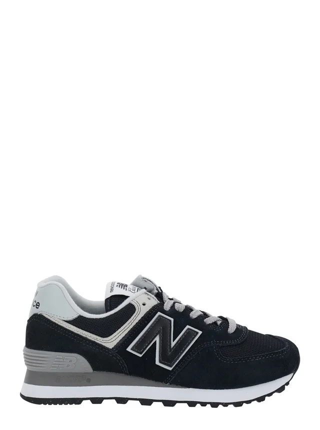 NEW BALANCE Black Low Top Sneakers with Logo Patch on the Tongue and Maxi Logo Patch on the Side in Leather and Fabric Women in Black 100% Leather/Textile, photo 2 of 8 from Gaudenzi Boutique
