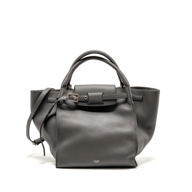 Celine Small Big Bag with Long Strap Bag Supple Grained Calfskin Grey SHW in Grey Caviar leather from EMIER