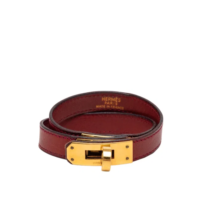 Red Hermès Swift Kelly Double Tour Bracelet in Red Swift leather from Designer Revival