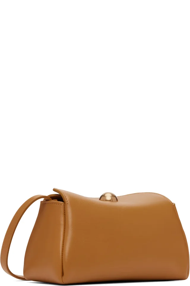 AMI Paris Tan Calfskin Leather Mini Carrousel Bag, photo 3 of 3 from SSENSE