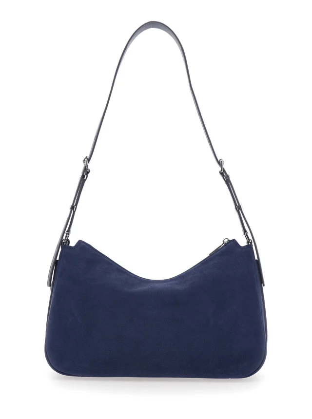 Michael michael kors 'Nolita Medium' Blue Shoulder Bag with Logo Charm and Adjustable Strap in Suede Women in Blue 100% Cow Leather, photo 6 of 11 from Gaudenzi Boutique