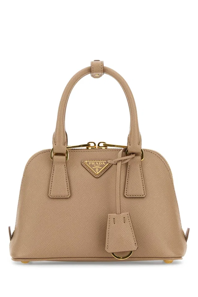 Prada Saffiano Calfleather Top Handle Bag — Beige in Beige Saffiano leather from HEWI