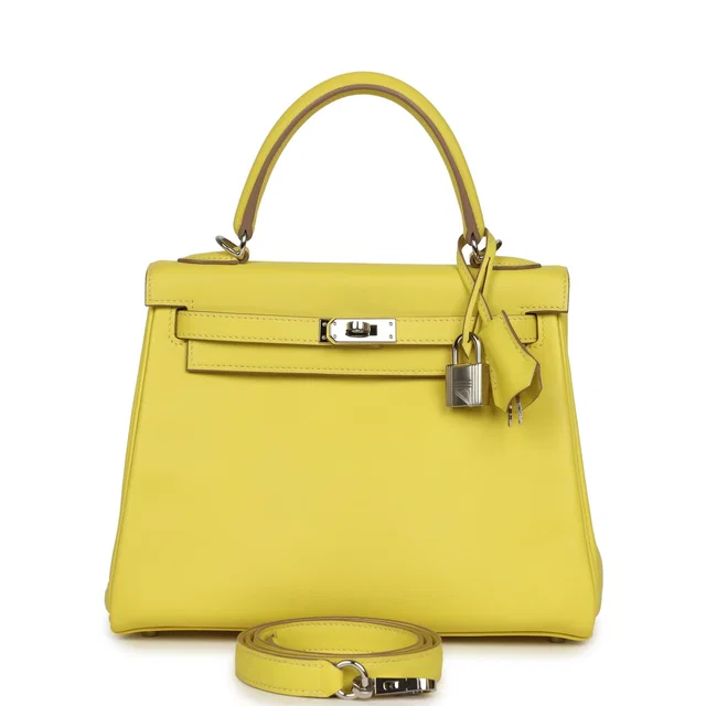 Hermès Kelly Retourne 25 Lime Swift Palladium Hardware in Swift leather from Madison Avenue Couture
