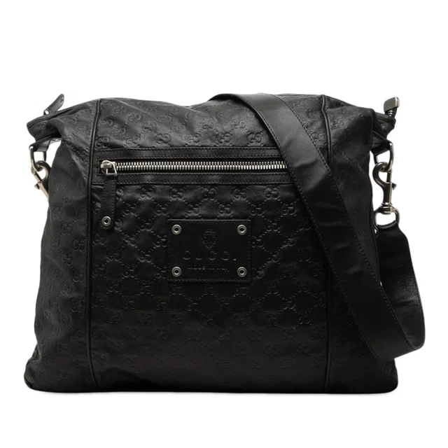 Black Gucci Guccissima Messenger Bag in Black Leather from Designer Revival