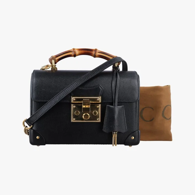 Gucci Padlock Bamboo Black Leather in Black Leather from The Reluxe