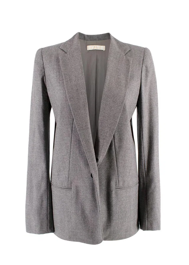 Chloé Grey Single Breasted Wool Blazer in Grey Wool from HEWI