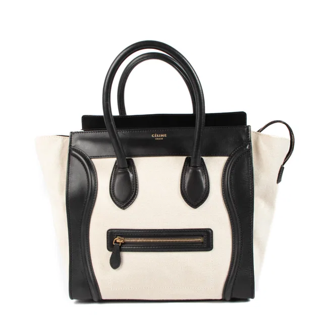 Celine Canvas and Leather Mini Luggage Top Handle Bag in Canvas from Labellov