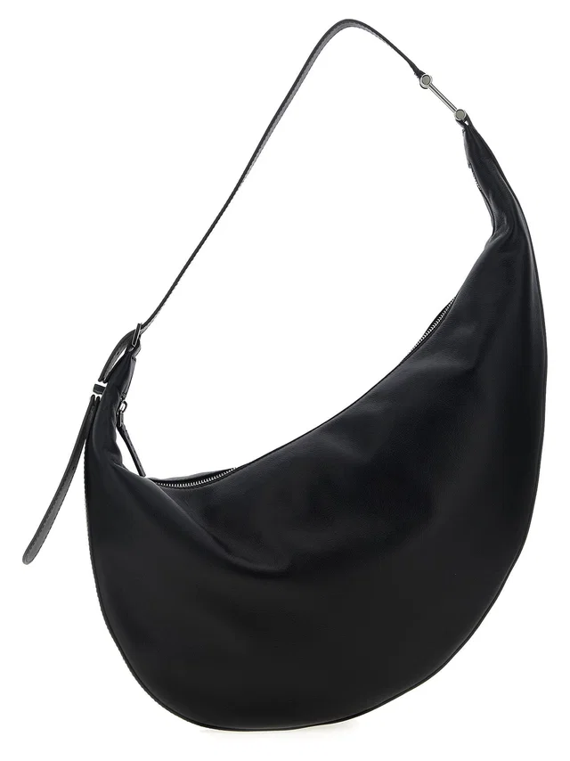 Marni Crescent-Shaped Leather Hobo Bag — Black in Black Leather from HEWI