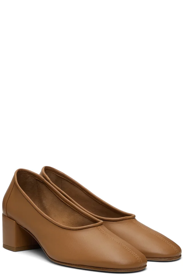 BY FAR Tan Prudence 45 Heels, photo 4 of 5 from SSENSE