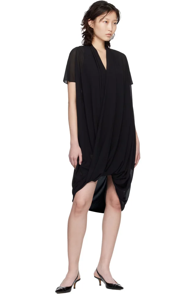 MM6 Maison Margiela Black Chiffon Midi Dress, photo 4 of 4 from SSENSE