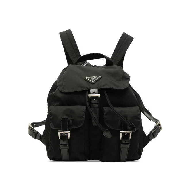Black Prada Tessuto Backpack in Black Nylon from Designer Revival
