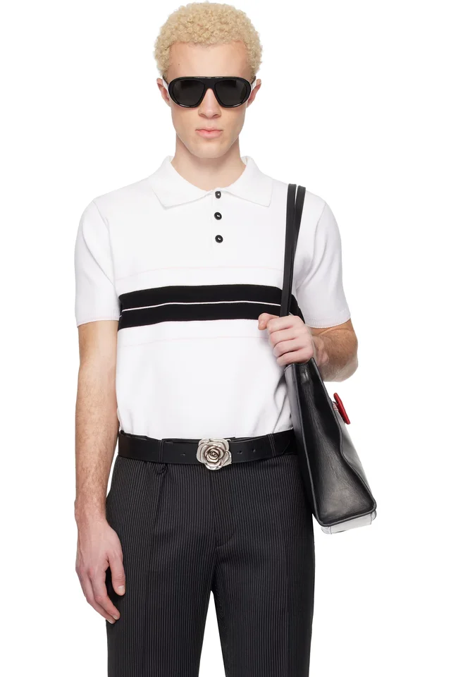 Ernest W. Baker White & Black Striped Polo, image 1 of 1 from SSENSE