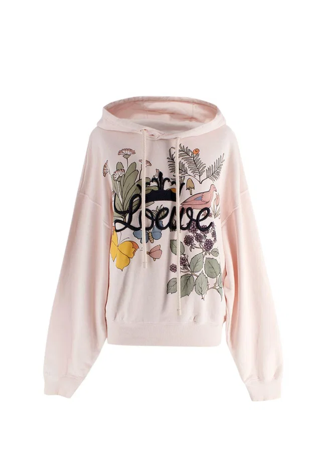 Loewe Pink Herbarium Embroidered Hoodie in Pink from HEWI