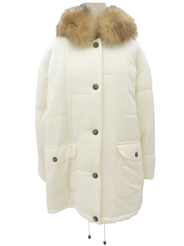 Dior Silk Fur Down Jacket Ivory in White Silk from VINTAGE QOO TOKYO
