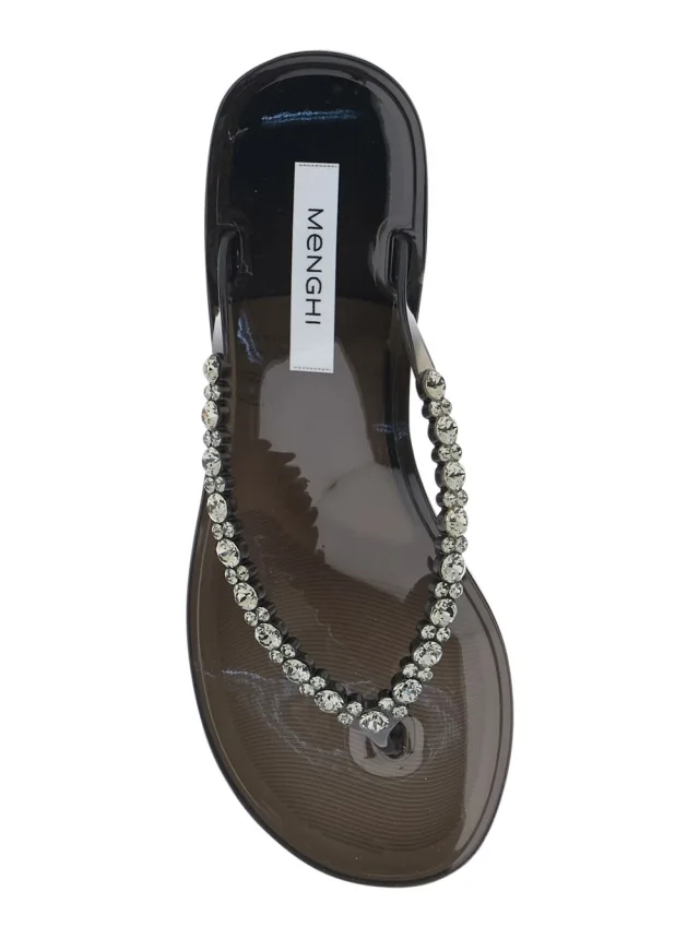 MENGHI 'BERTA' Black Sandals with Flip-Flop Design and Bead Details in PVC Women in Black, photo 7 of 8 from Gaudenzi Boutique