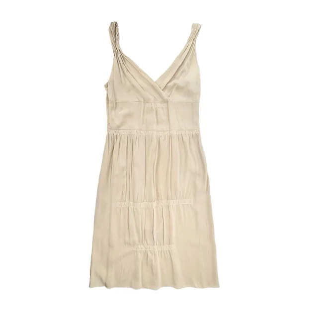 Miu Miu Silk Dress in Beige Silk from Designer Archives