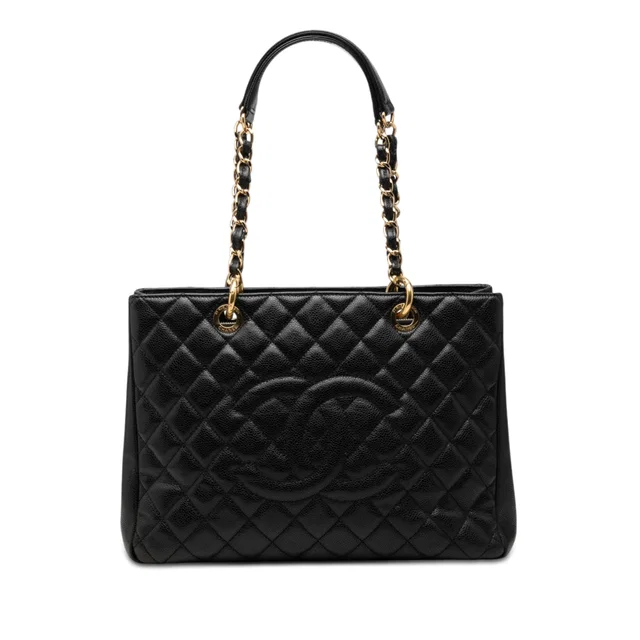 Black Chanel Caviar Grand Shopping Tote in Black Caviar leather from Designer Revival