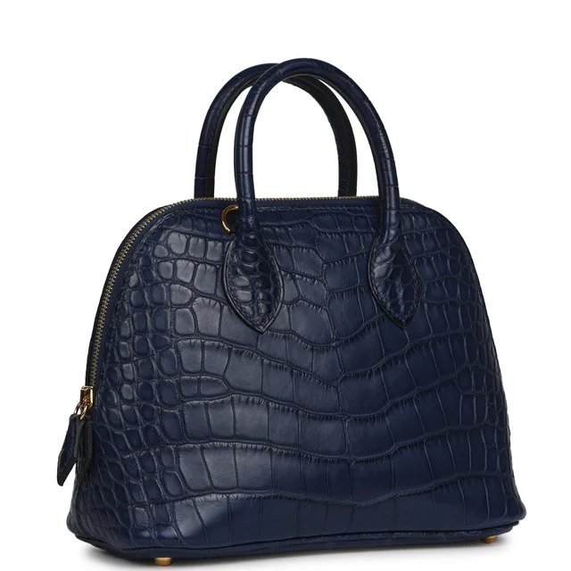 Hermès 1923 Bolide Mini Bleu Saphir Matte Alligator Gold Hardware in Blue Crocodile from Madison Avenue Couture, photo 2 of 2