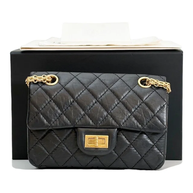 Chanel Black Mini Reissue Bag with Gold Harware - Full Set in Black from Luxury Promise
