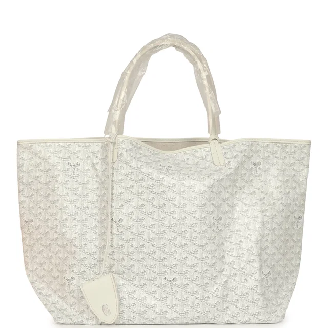 Goyard Goyardine Canvas White Saint Louis GM Tote Palladium Hardware in White Canvas from Madison Avenue Couture