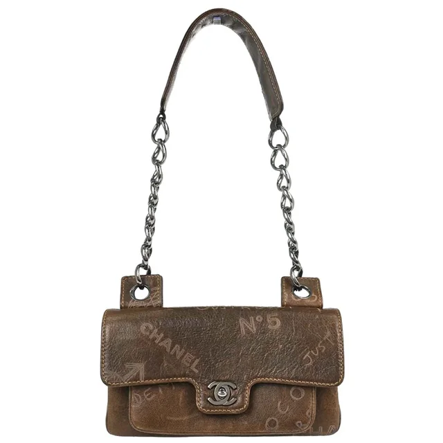 Chanel 2003-2004 Brown Calfskin Graffiti Handbag in Brown Calfskin from AMORE Vintage Tokyo