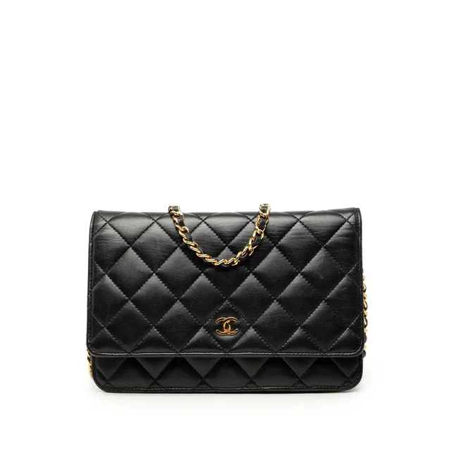 Black Chanel CC Quilted Lambskin Wallet On Chain Crossbody Bag in Black Lambskin from Designer Revival, photo 1 of 1