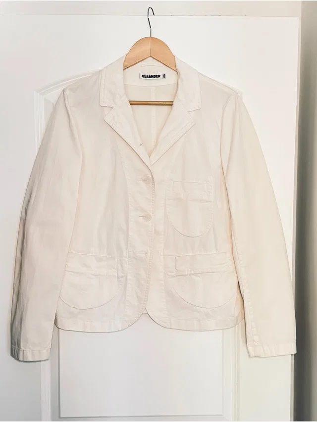 Jil Sander Vintage Ivory/Cream Cotton Stretch Jacket Blazer Made In Italy It40 in White from Poshmark