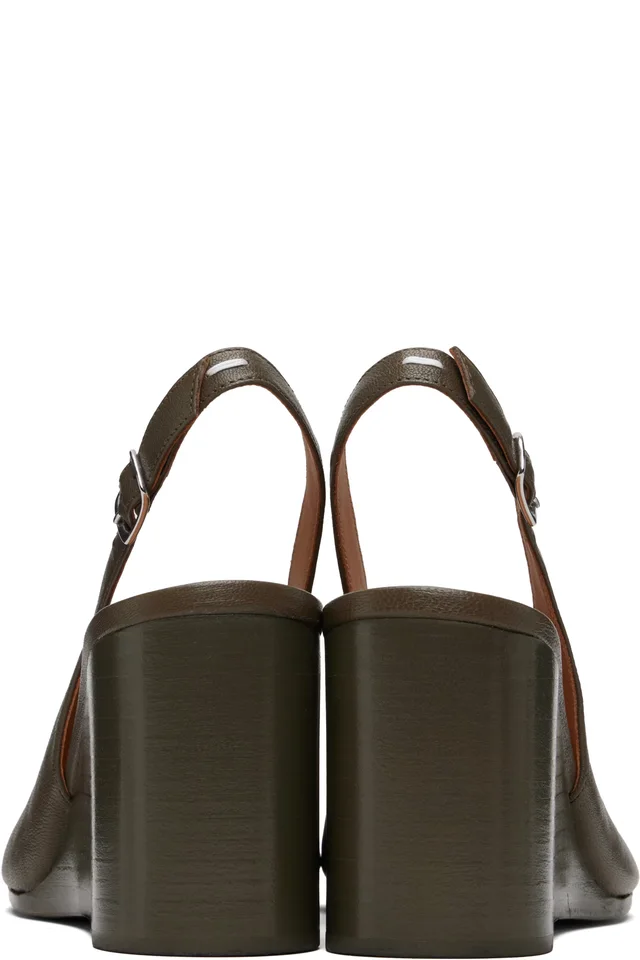 Maison Margiela Taupe Tabi Wedge Slingback Heels, photo 2 of 5 from SSENSE