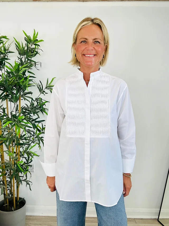TOTEME Pleated Bib Cotton Shirt - Size 38 from Edit Second Hand