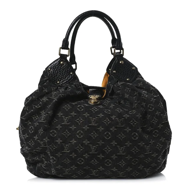 Louis Vuitton Mahina Monogram Denim Leather Hobo Bag - Black in Black Denim from H&T