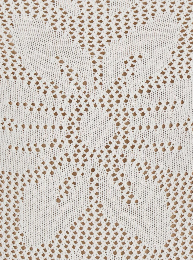 Twinset White Sleeveless Crew Neck Long Dress with Keyhole Closure on the Back and All-Over Floral Embroidery in VIscose Blend for Women in White 65% Viscose 35% Polyamide, photo 6 of 6 from Gaudenzi Boutique