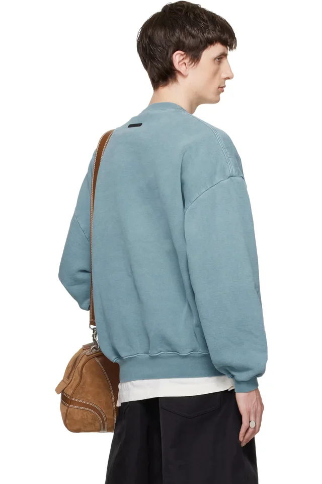 Fear of God ESSENTIALS Blue Campus 90s Crewneck Sweatshirt, photo 3 of 4 from SSENSE